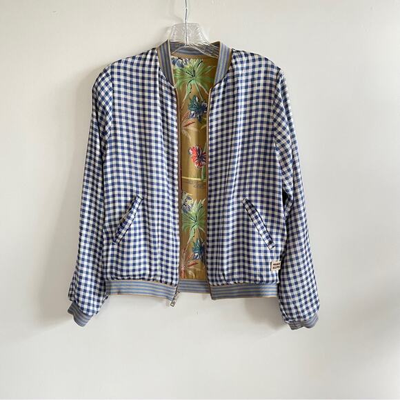 Scotch & Soda Tropical Palm Tree Reversible Satin Bomber Jacket - Picture 9 of 10